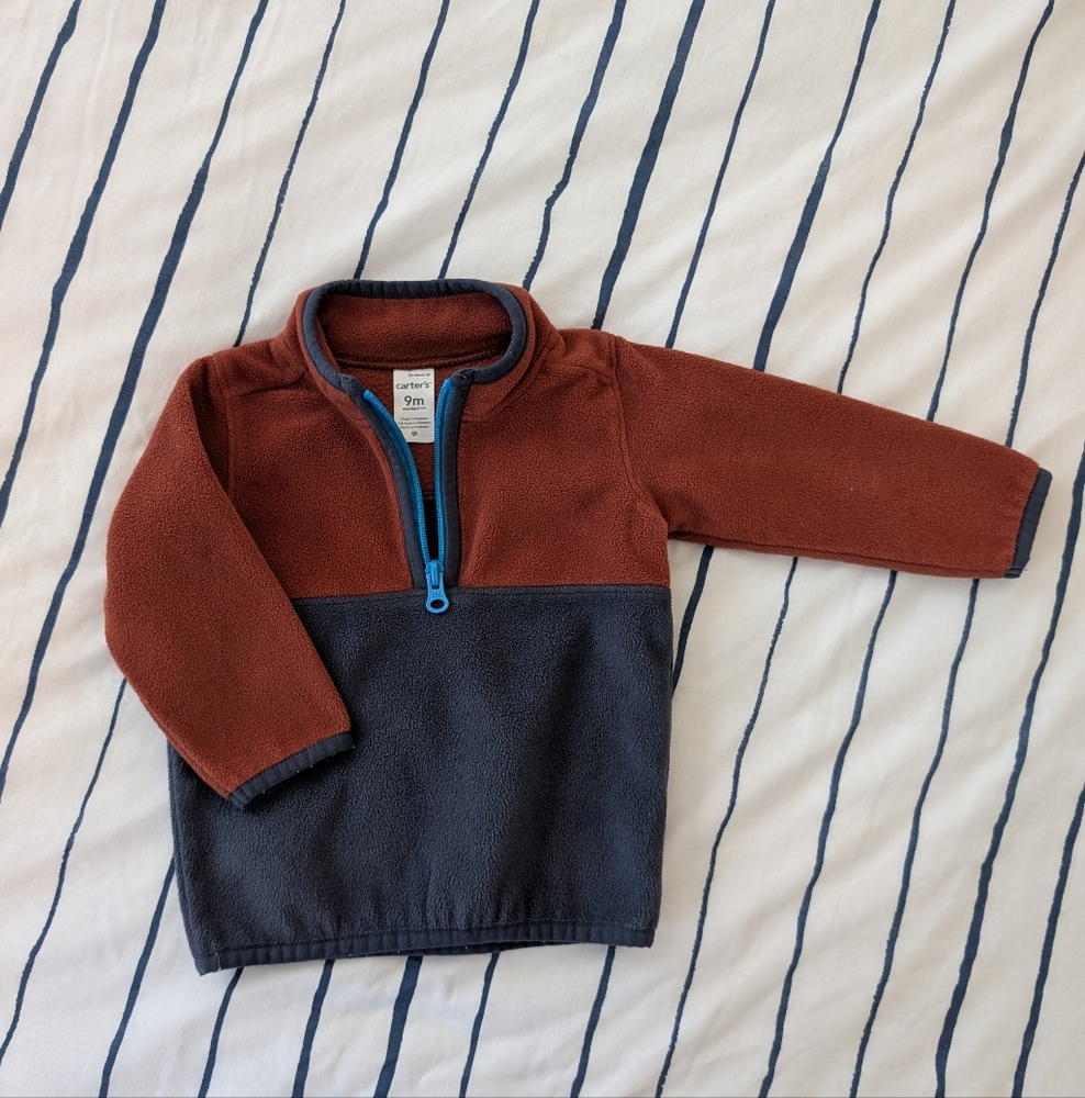 Carter's Fleece Pullover with Blue Zipper